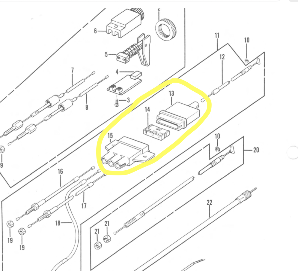 Kawasaki 440 Invader Intruder Throttle Cable Connector and Housing (6)